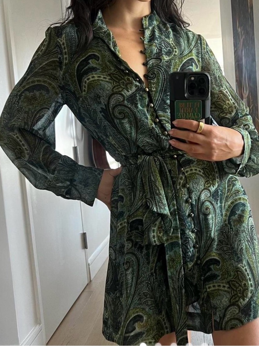 Zara Green Paisley Mini Dress M